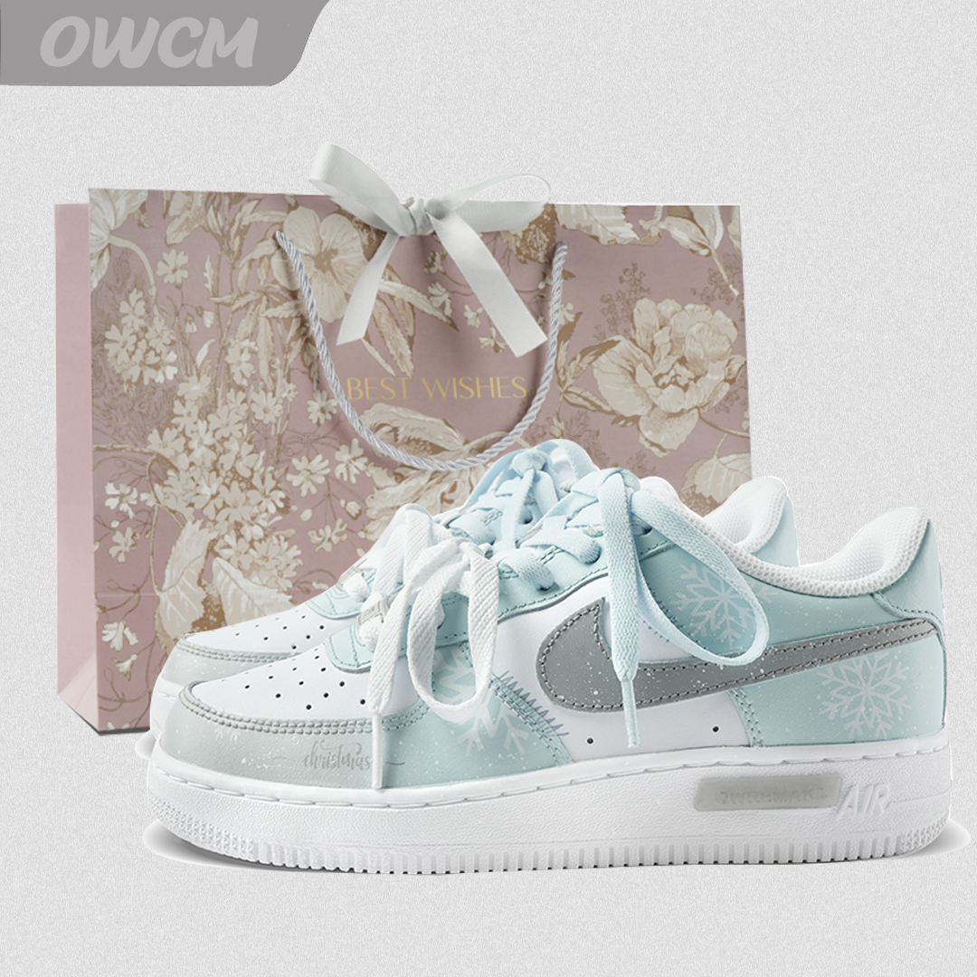 耐克Nike AF1空军一号薄荷雪花圣诞限定百搭休闲板鞋男女鞋定制鞋