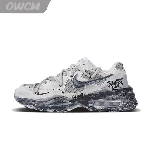 Nike Air Max Fusion 灰色废墟增高厚底脏脏跑步鞋男女鞋定制球鞋