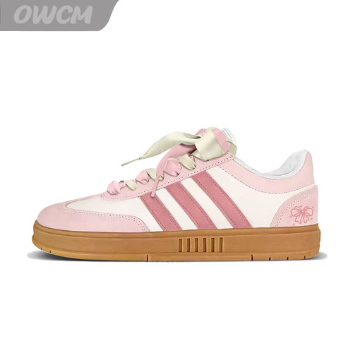 Adidas GRADAS 蕾丝结甜妹风潮流时尚简约百搭休闲板鞋女子定制鞋