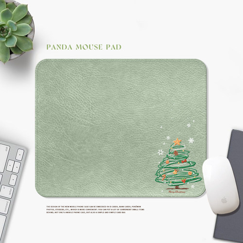 桔子猫圣诞新款皮质轻奢鼠标垫