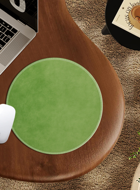 圆形绿色鼠标垫子女生高颜值小号创意办公室工位桌垫滑鼠垫简约女