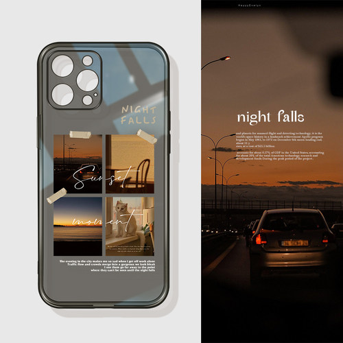 苹果个性创意小众日落拼贴