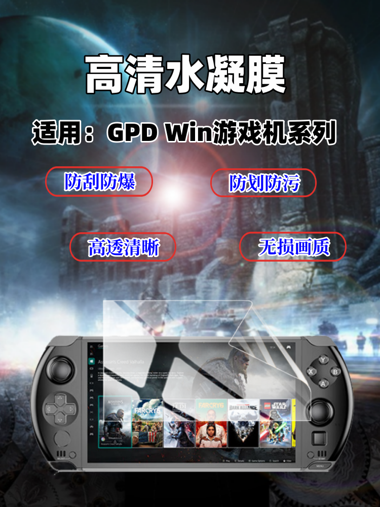 泰利蒙适用GPDwin3游戏机贴膜5.5英寸PC游戏机防指纹膜gpdwin3屏幕防刮保护膜高清防爆水凝膜三代抗蓝光软贴