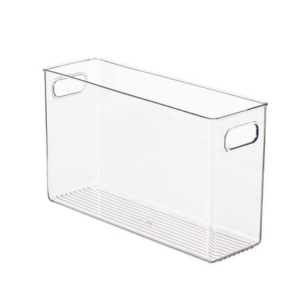 收盒塑料透明窄长方形塑料盒带盖窄纳长型盒子储物盒高型长条收纳