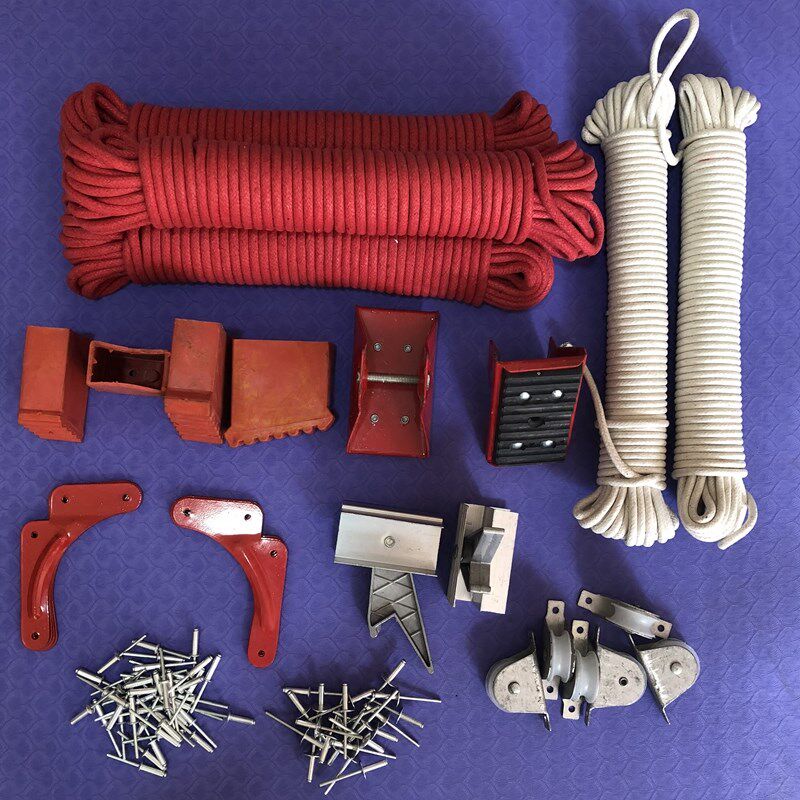 热销铝合金伸缩梯子配件大全拉绳升降滑轮导牙卡加弹簧挂钩脚垫固