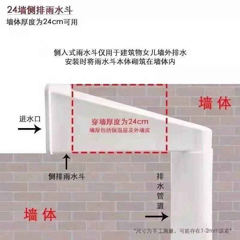 热销PVC侧排雨水斗女儿墙出水口110水管配件水簸箕排水管塑料硬地