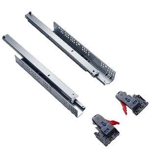热销悍高抽屉托底三节轨缓冲阻尼轨道18板全拉液压滑轨反弹免拉手