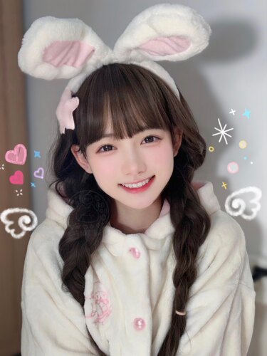 猫猫祟祟～粉白兔耳发箍可爱毛绒呲甜软妹lolita头饰二次元cos