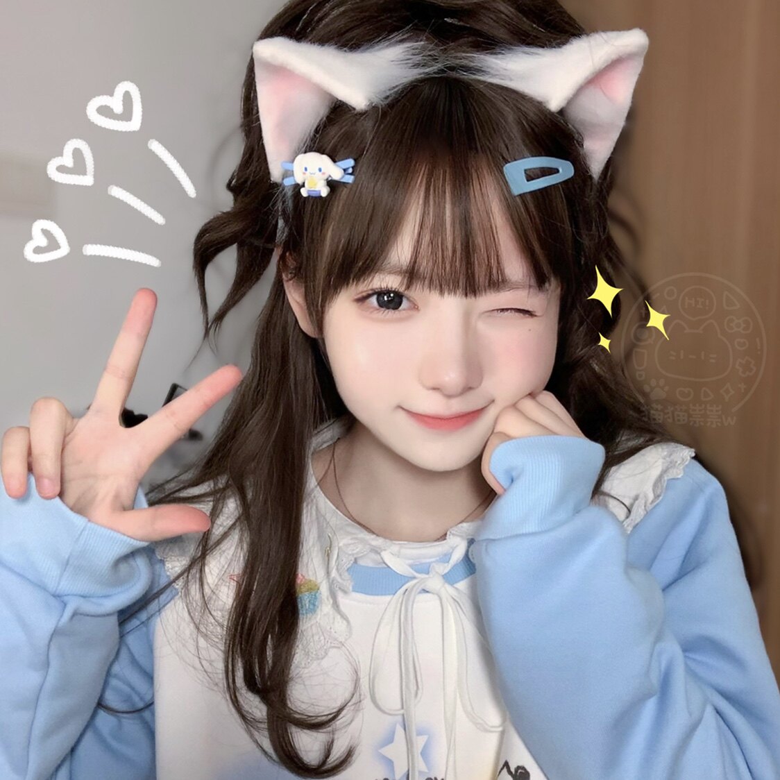 猫猫祟祟～手作粉白猫耳兽耳发箍可爱软妹发饰二次元cos猫咪发夹