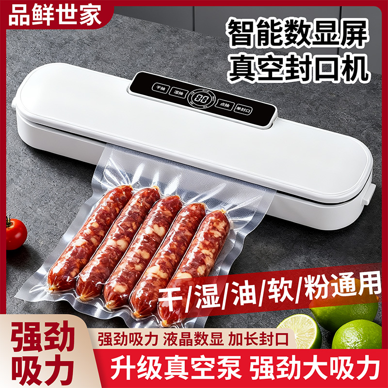 全自动真空封口机小型家用干湿两用抽真空食品包装机可湿抽带油水食材保鲜压缩袋塑封密封机