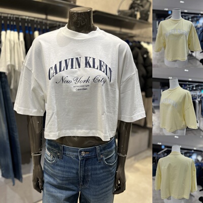 CK JEANS韩国代购26春47F813G百搭圆领女士时尚宽松短袖休闲T恤