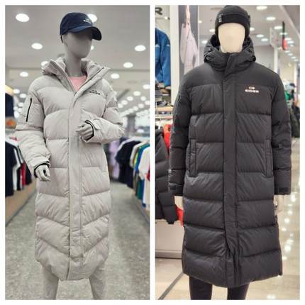 Eider 韩国代购直邮24秋冬男女鹅绒DUW24538防风连帽中长款羽绒服