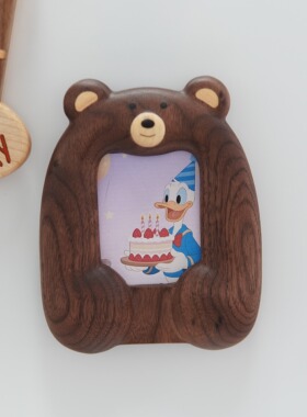 KK小熊相框冰箱贴摆台3寸拍立得实木框可爱创意礼物