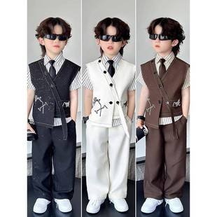 韩国Uamtor男童西装套装夏季小主持人花童礼服闪亮钢琴演出服
