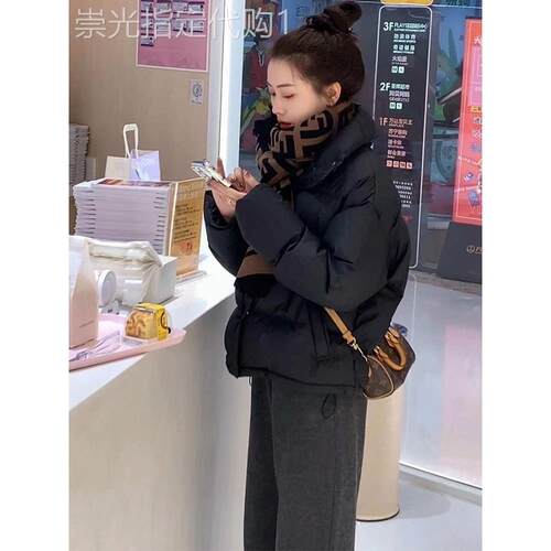 潮牌CVY短款羽绒服女士2025冬季新款白鸭绒加厚小个子面包服外套