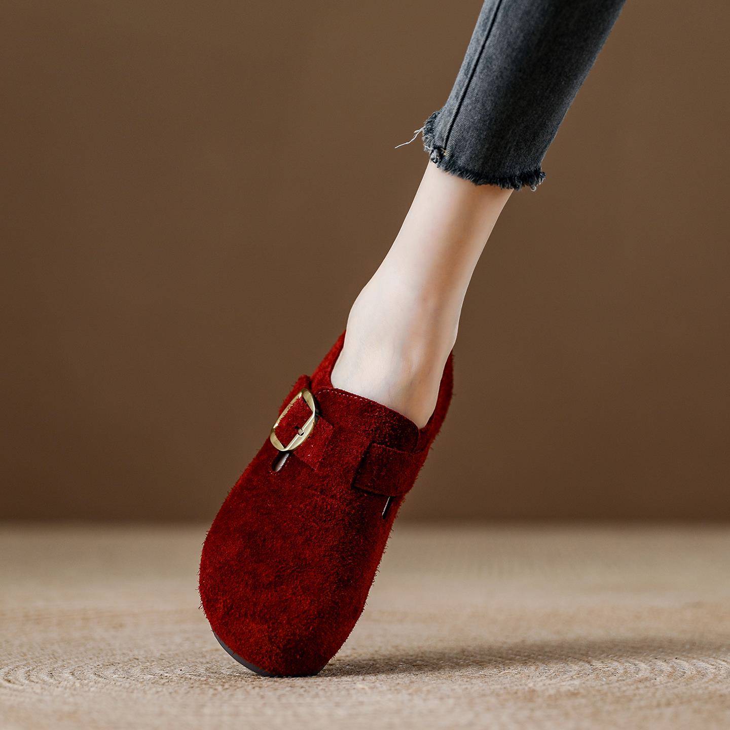 西班牙小众品牌ONGYSL时尚休闲豆豆鞋女款真皮软底防滑平底