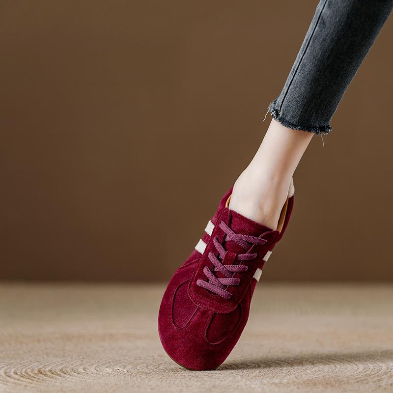 西班牙小众品牌ONGYSL真皮覆古德训鞋女平底休闲鞋新款轻便舒适