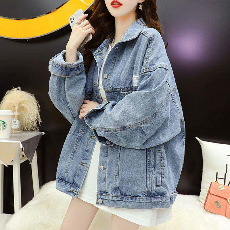 时尚品牌网红街头牛仔女士春秋季短外套慵懒瘦覆古香港风格Bf风格