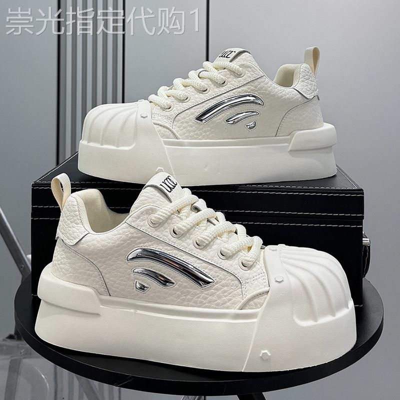 【海外奢品】男士超火贝壳头小白鞋2026春季新款时尚潮流韩版厚底