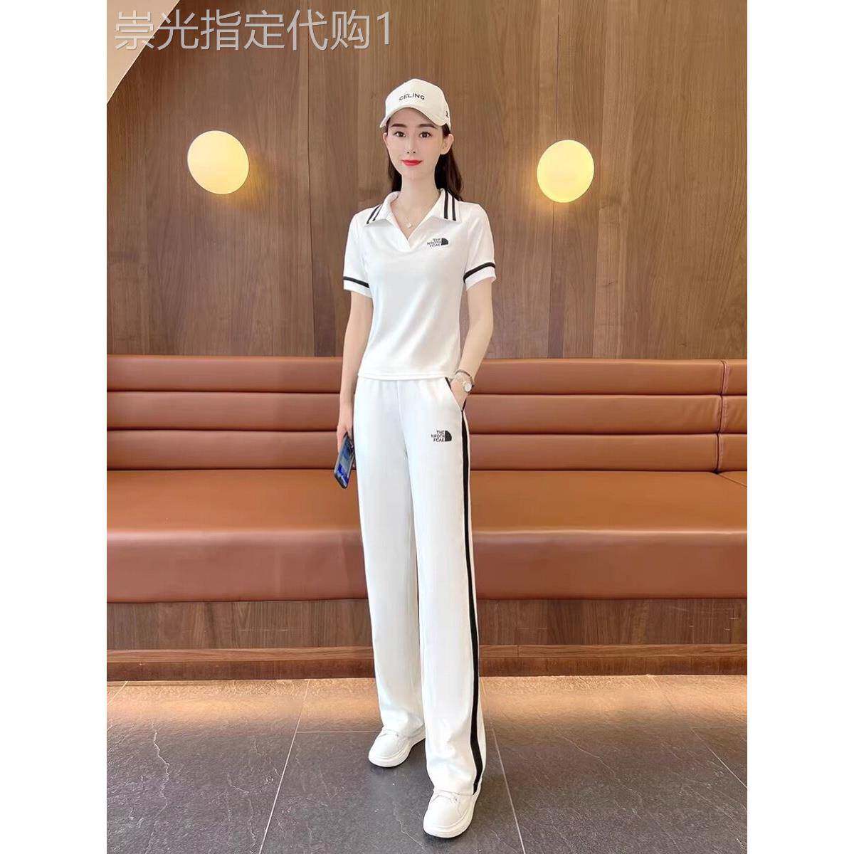 时尚休闲运动套装女2025年夏季新款洋气减龄短袖T恤+阔腿裤两件套