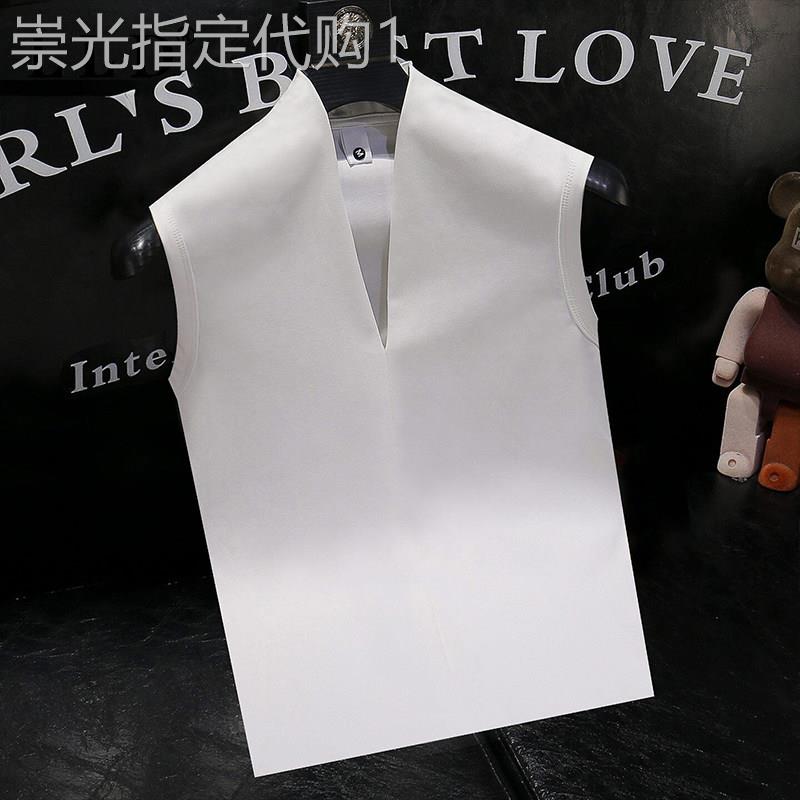 高端V领无袖背心男士夏季薄款2026新款潮牌修身运动T恤休闲汗衫