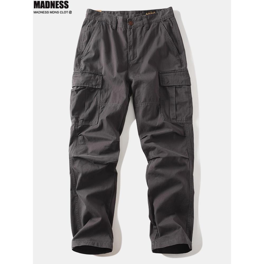 Madness Mdns Clot日系覆古休闲工装裤男士多口袋纯棉直筒男裤子