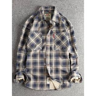 Madness Mdns Wruei美式覆古潮牌工装格子衬衫梭织全棉水洗衬衣男