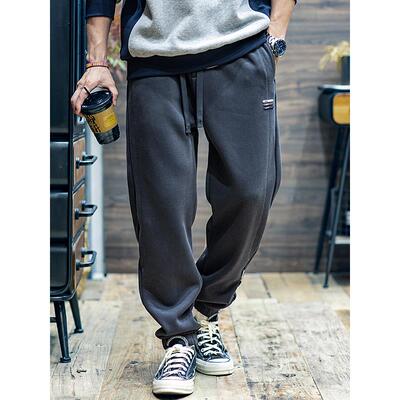 it neith BIAS潮牌加绒美式360g束脚卫裤男宽松大码运动休闲长裤