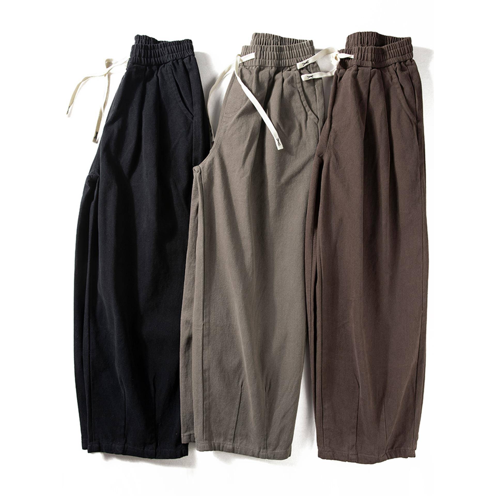 Home Daily~重磅休闲裤男厚实简约ins风日系直筒宽松阔腿男士长裤