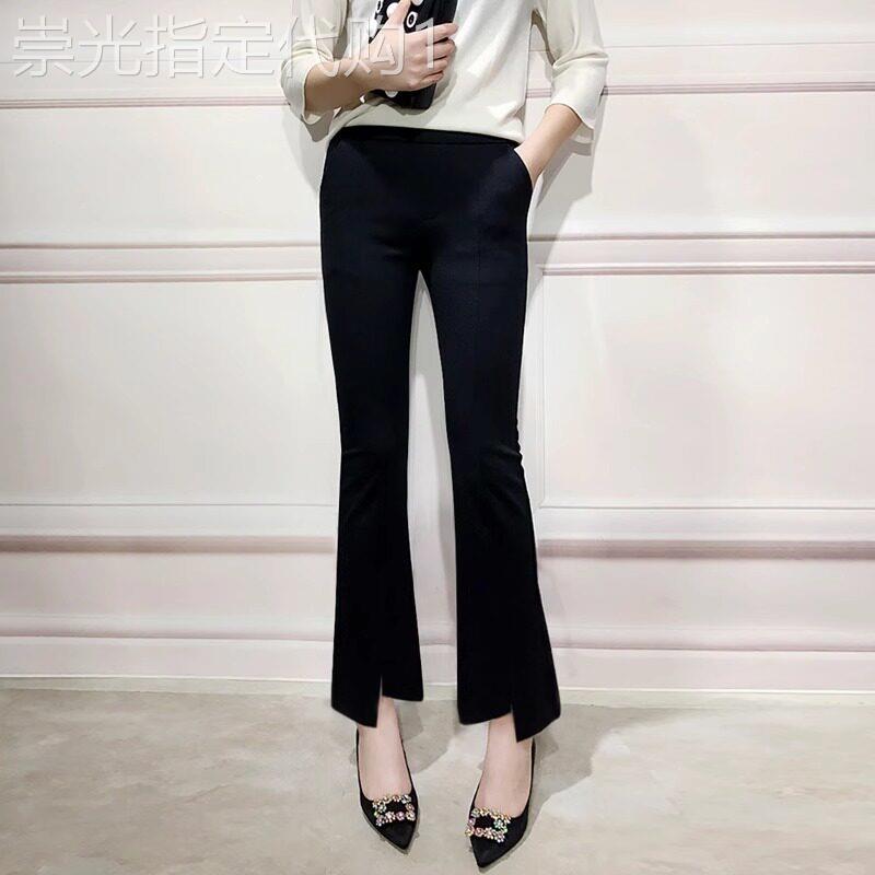 小个子黑色微喇叭裤女夏季薄款2026新款韩版高腰显瘦九分女裤休闲