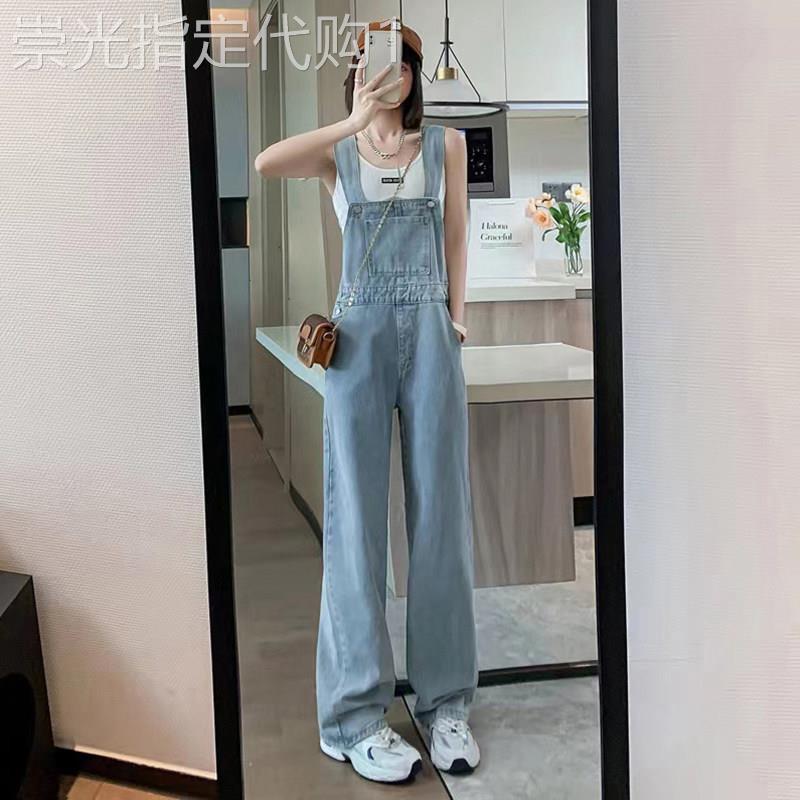 设计感小众高腰工装连体裤2026夏款直筒阔腿牛仔背带裤女显瘦裤子