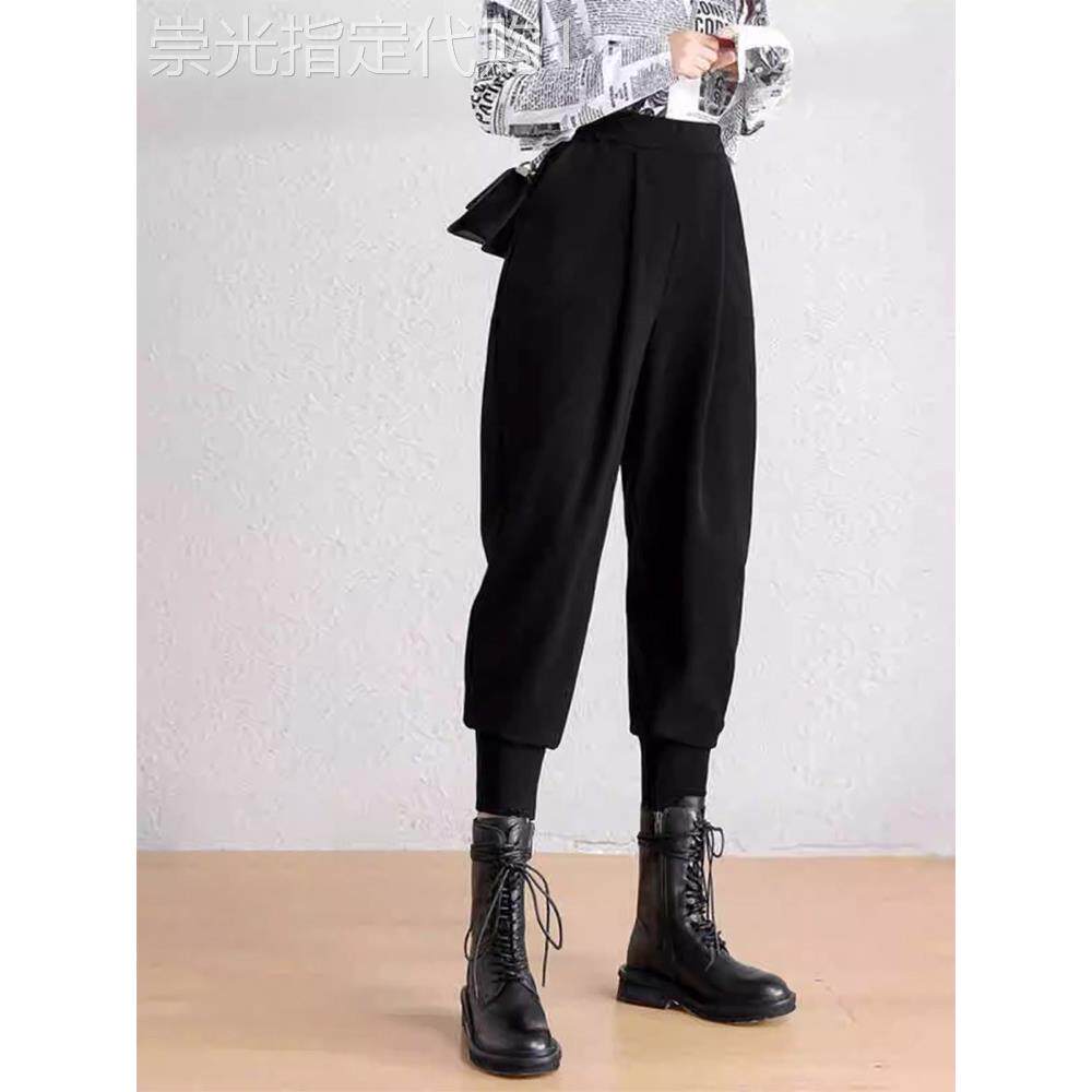 束脚哈伦裤女2025春季新款小个子高腰休闲 靴裤宽松加绒加厚罗卜