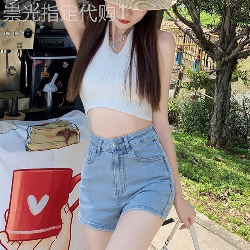 潮牌高腰牛仔超短裤女夏季薄款2026新款时尚显瘦弹力包臀a字热裤