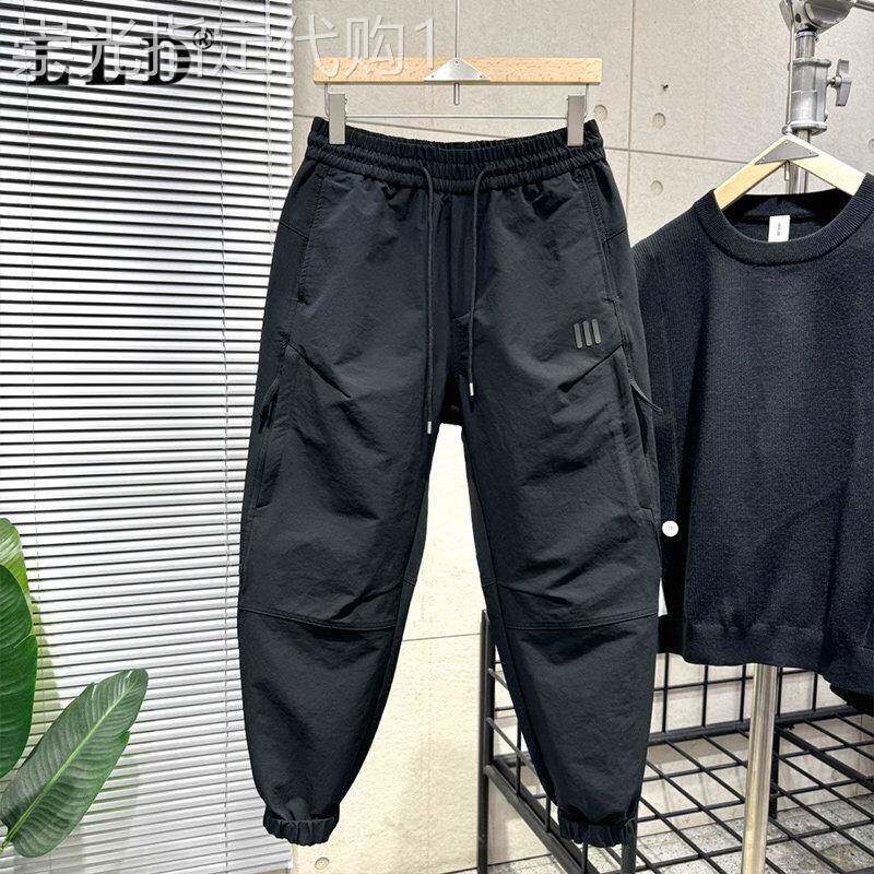 高端休闲 裤男夏季薄款2025新款痞帅宽松束脚工装裤九分小脚休闲