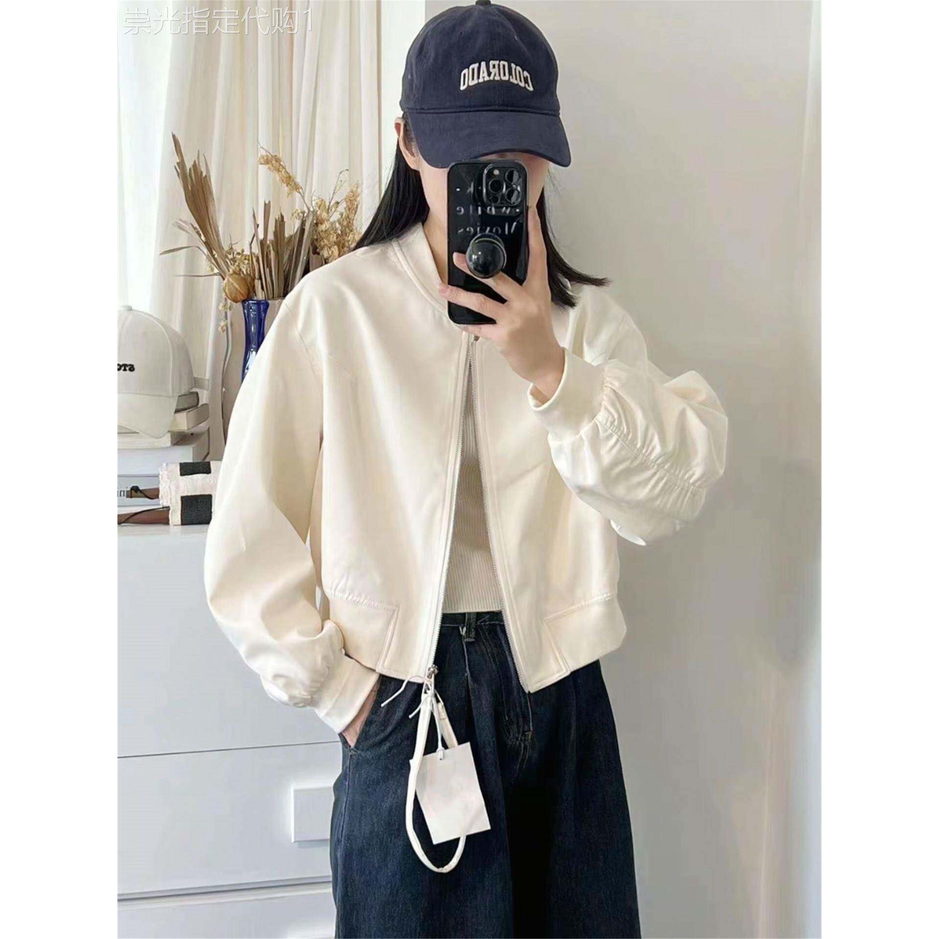 韩系休闲短款夹克外套女款秋季流行穿搭纯色简约时尚百搭立领上衣