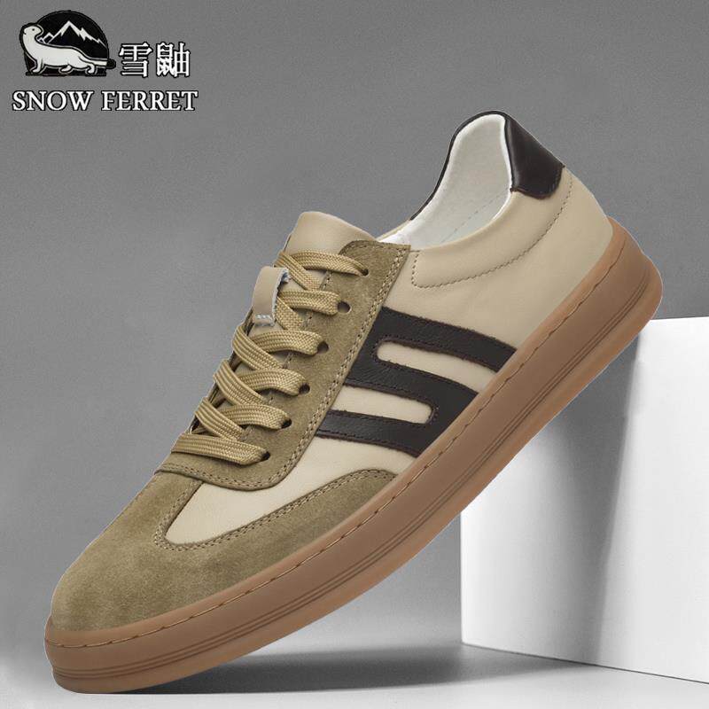 高级感板鞋男款2025新款低帮牛筋底商务休闲鞋真皮耐磨透气鞋子男