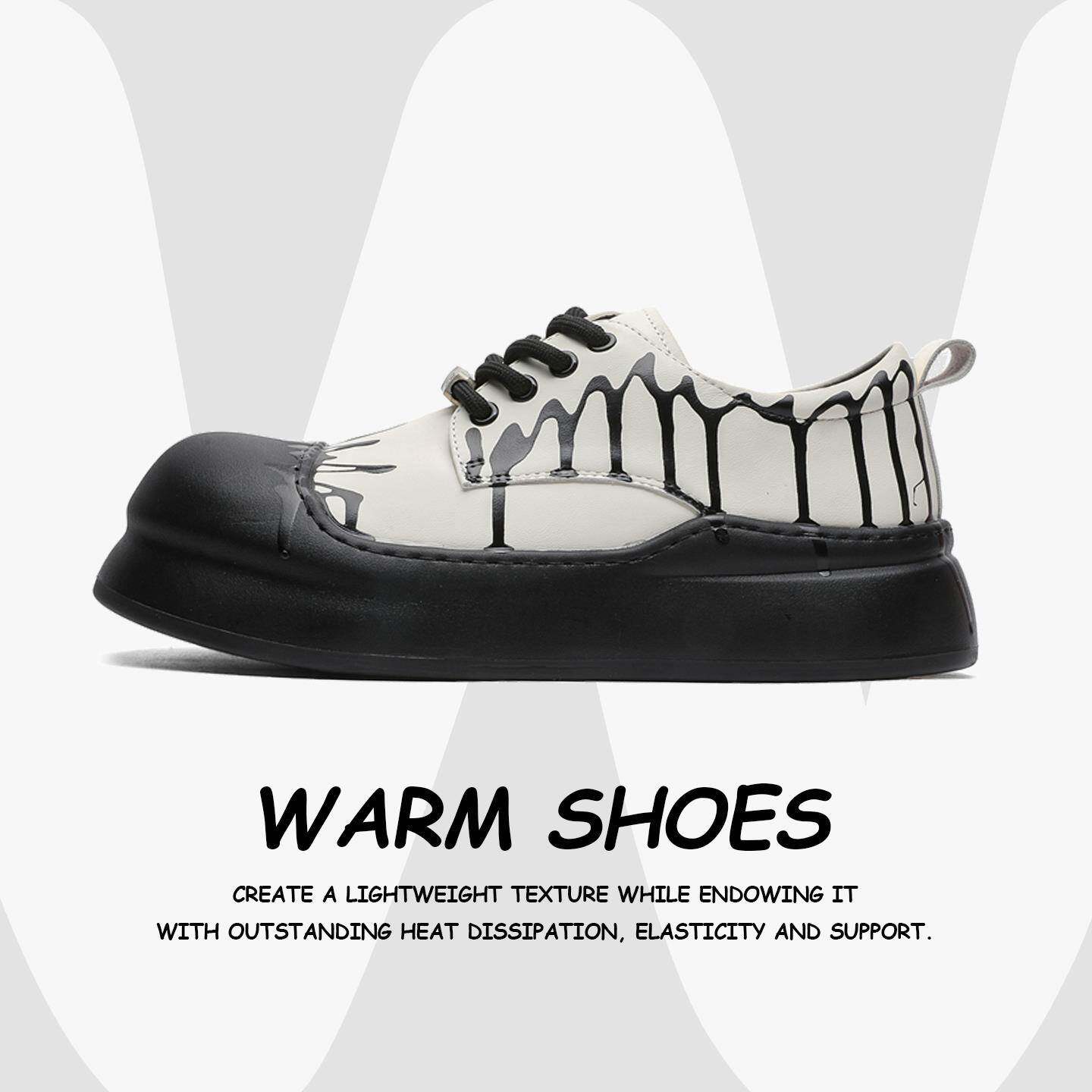 【意大利&奢品】亚文化涂鸦德比鞋男女厚底增高黑色大头休闲板鞋