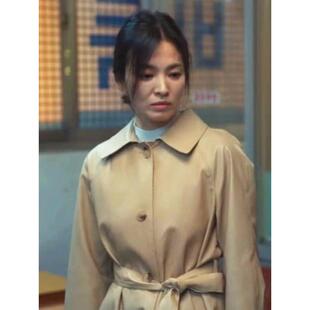 黑暗荣耀宋慧乔同款气质卡其色皮衣风衣中长款系带大衣韩版外套