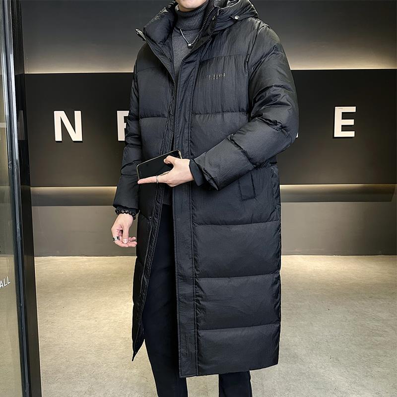 高端轻奢中长款连帽羽绒服男冬2025新款休闲帅气过膝极寒保暖外套