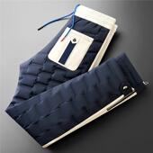 MAROLIO冬季 加厚保暖白鸭绒撞色拼接情侣外穿防水直筒休闲羽绒裤