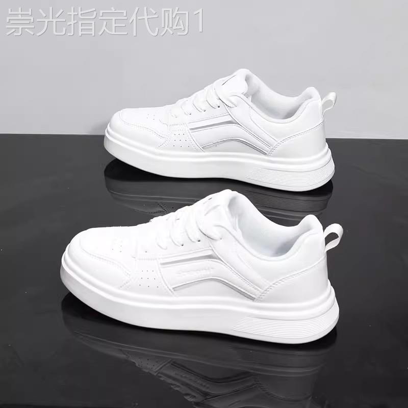 厚底小白鞋男真皮韩版百搭男白鞋软底休闲透气新品内增高板鞋男潮