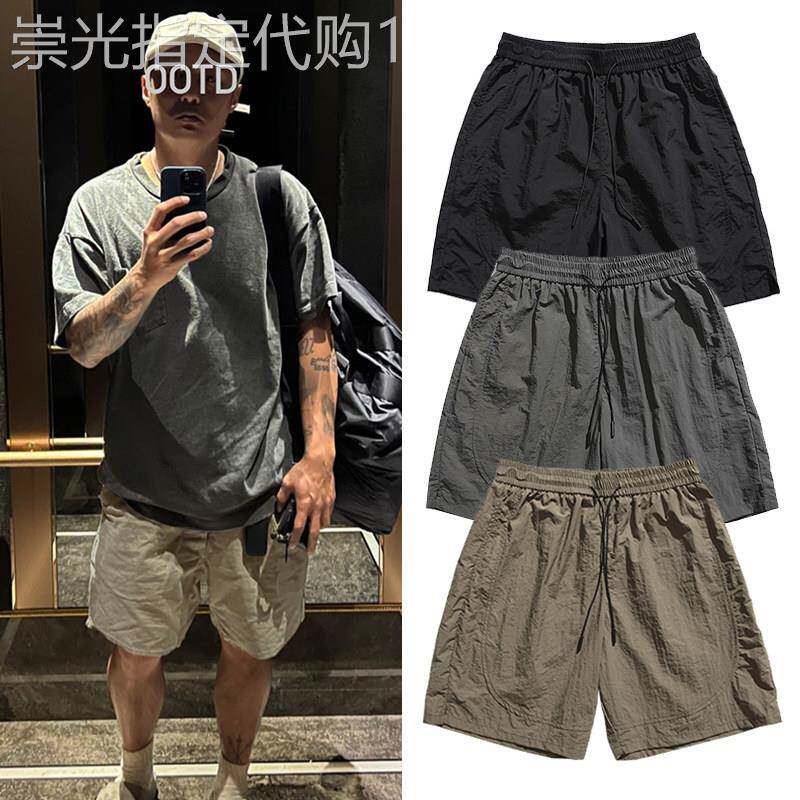香港潮牌余文乐工装短裤男士夏季宽松日系休闲直筒阔腿运动五分裤