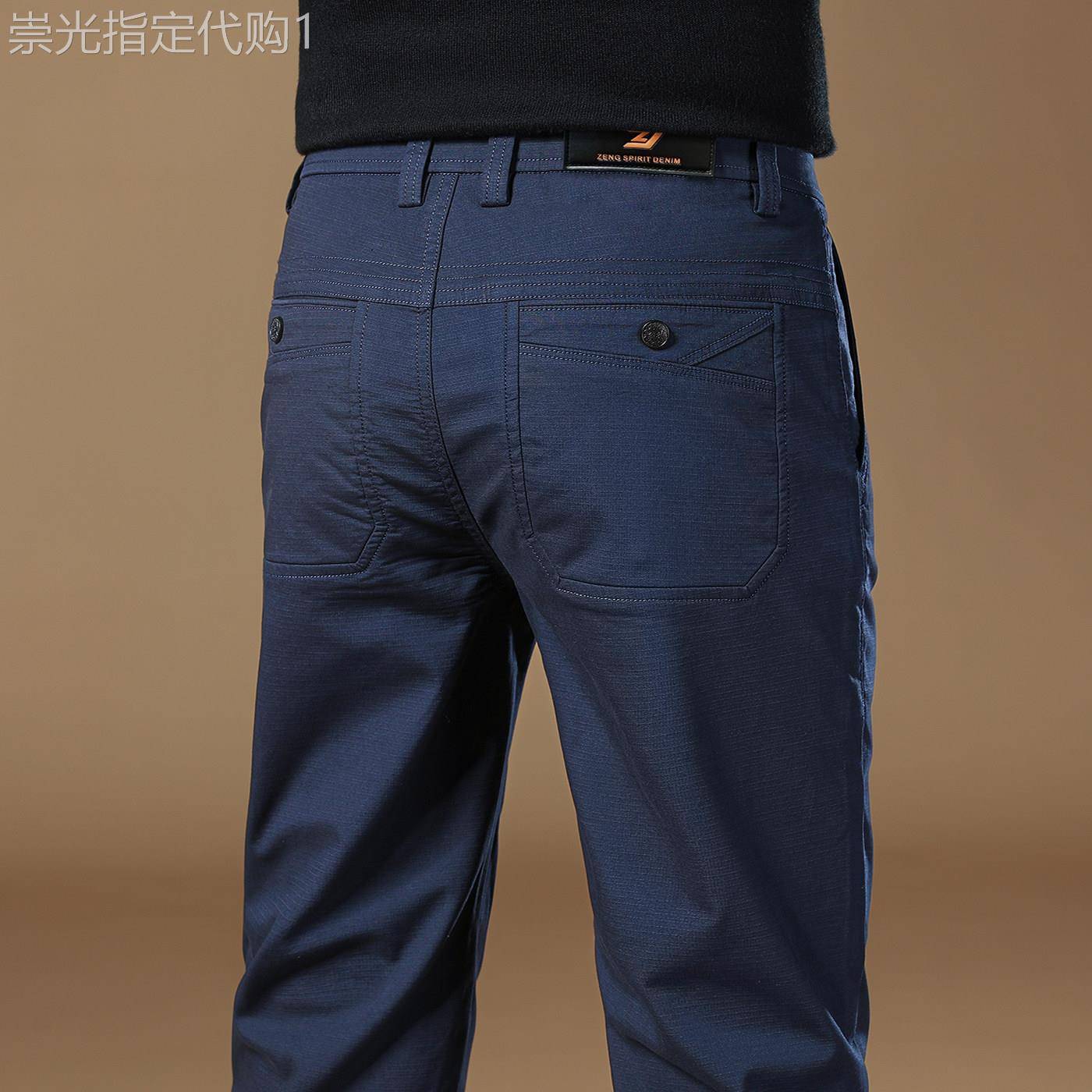 香港高端藏蓝色休闲裤男夏季薄款冰丝2026新款修身直筒西裤长裤子