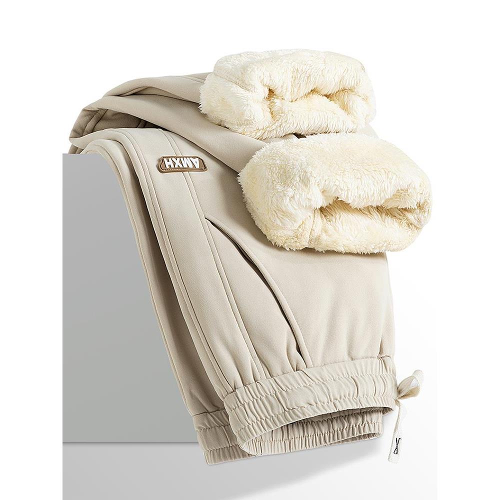 Mostarsea~男士冬季休闲裤加绒加厚运动裤保暖束脚卫裤羊羔绒棉裤