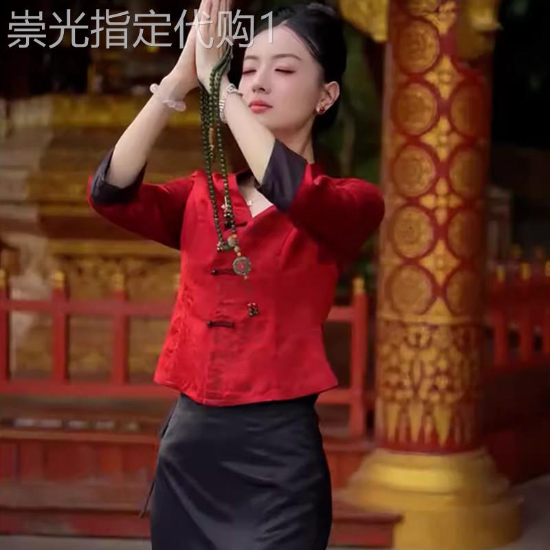 新中式红色盘扣衬衫女2026春夏新款欧货长袖通勤风禅意气质小衫潮
