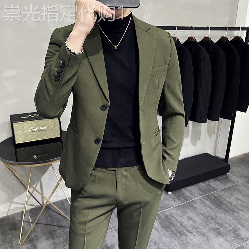 休闲西服套装男士春秋季潮牌轻熟风高级感商务正装西装礼服两件套
