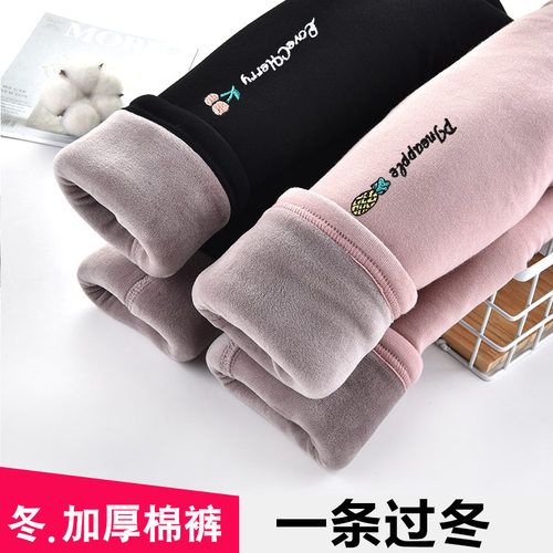 女童加绒加厚棉裤儿童打底裤