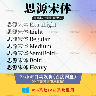 思源宋体 ps/AI/cdr常用字体 免费商用字体包SourceHanSerif SC