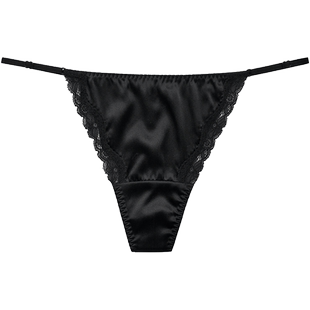 白色一根线丁字裤女 秋冬甜美低腰女士内裤 性感桑蚕丝无痕T裤