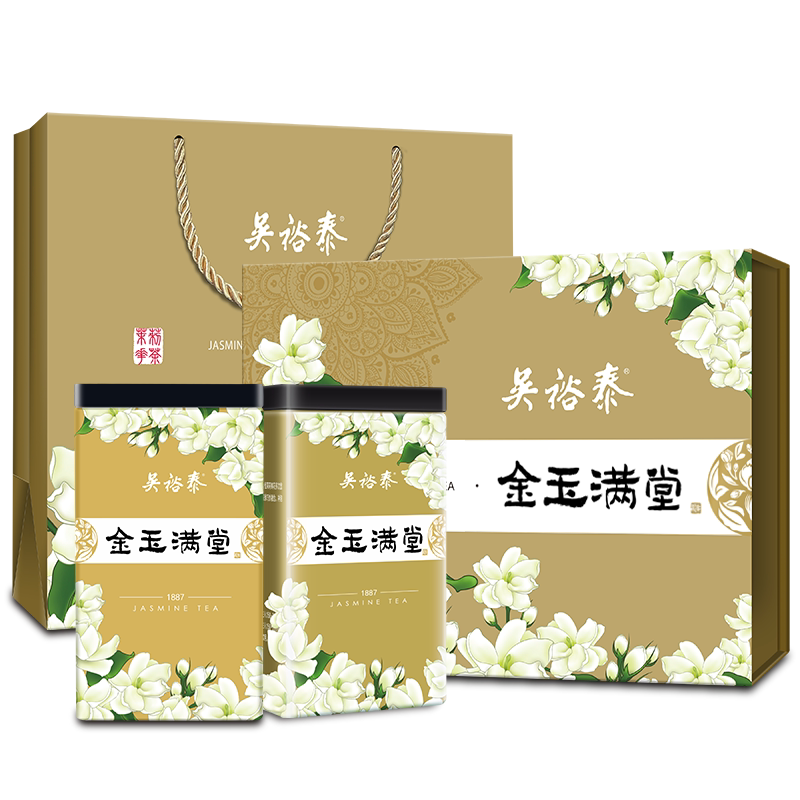 吴裕泰 茶叶 茉莉花茶 金玉满堂礼盒八窨360g/盒 茶礼 中华老字号